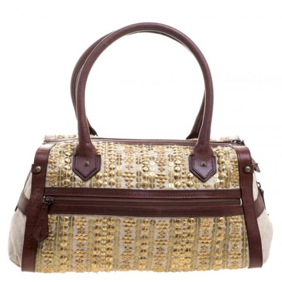 Christian Louboutin Gold and Brown Satchel with Luxurious Embellishments- As is - Picture 7 of 14